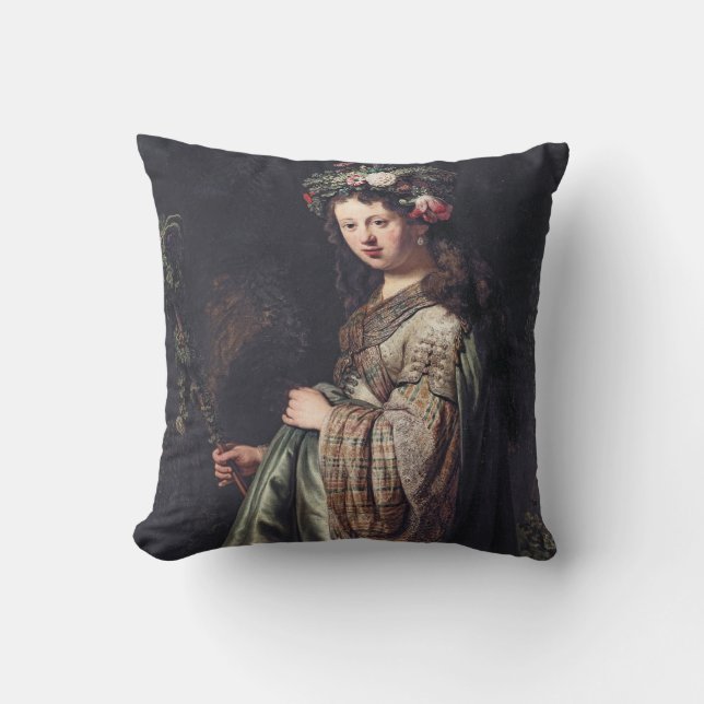 Saskia van Uylenburgh as Flora, Rembrandt, 1634 Kissen (Vorderseite)