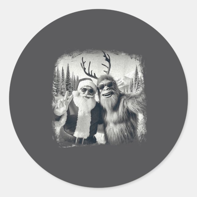 Sasquatch 67 Christmas Tree Funny Santa Bigfoot  Runder Aufkleber (Vorderseite)