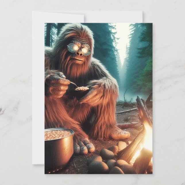 Sasquatch am Campfire Dankeskarte (Vorderseite)