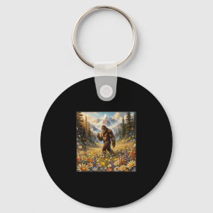 Sasquatch auf Löwenzahnblumenfeld Bigfoot Schlüsselanhänger