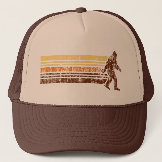 Sasquatch beunruhigte Vintagen Retro Truckerkappe (Vorderseite)