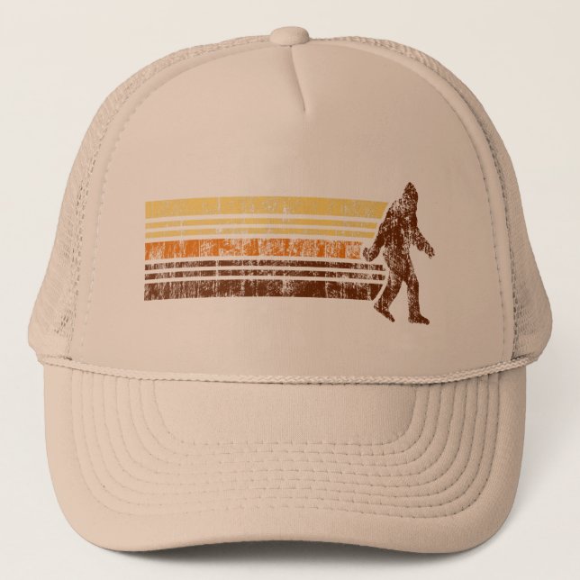 Sasquatch beunruhigte Vintagen Retro Truckerkappe (Vorderseite)