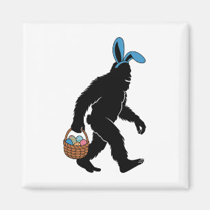 Sasquatch Bigfoot Bunny Oars tragen Ostereier Magnet