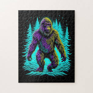 Sasquatch Bigfoot in Aquamarin und schwarz