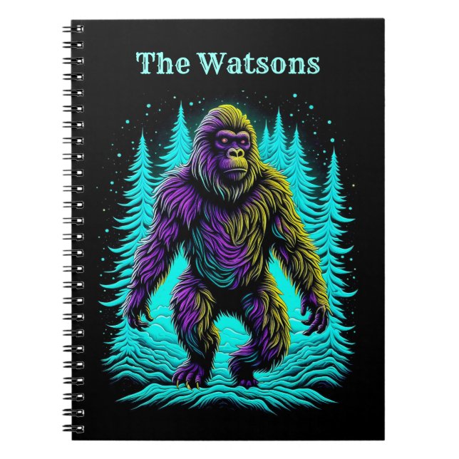 Sasquatch Bigfoot in Aquamarin und schwarz Persona Notizblock (Vorderseite)