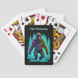 Sasquatch Bigfoot in Aquamarin und schwarz Spielkarten