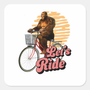 Sasquatch Bike Ride Waldabenteuer Quadratischer Aufkleber