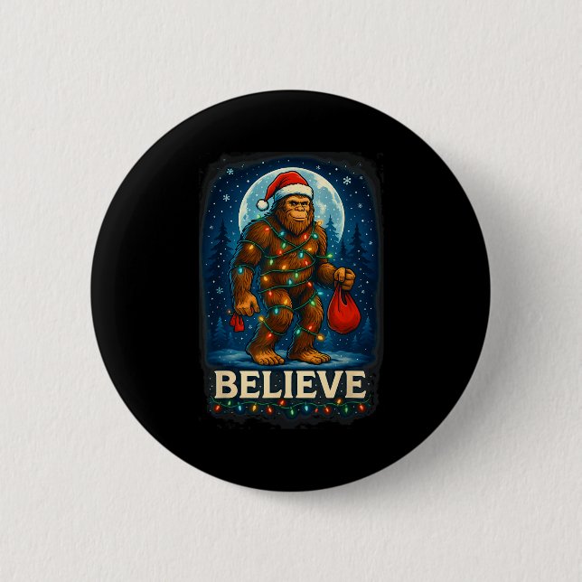 Sasquatch Christmas Lights Holiday Believe  Button (Vorderseite)