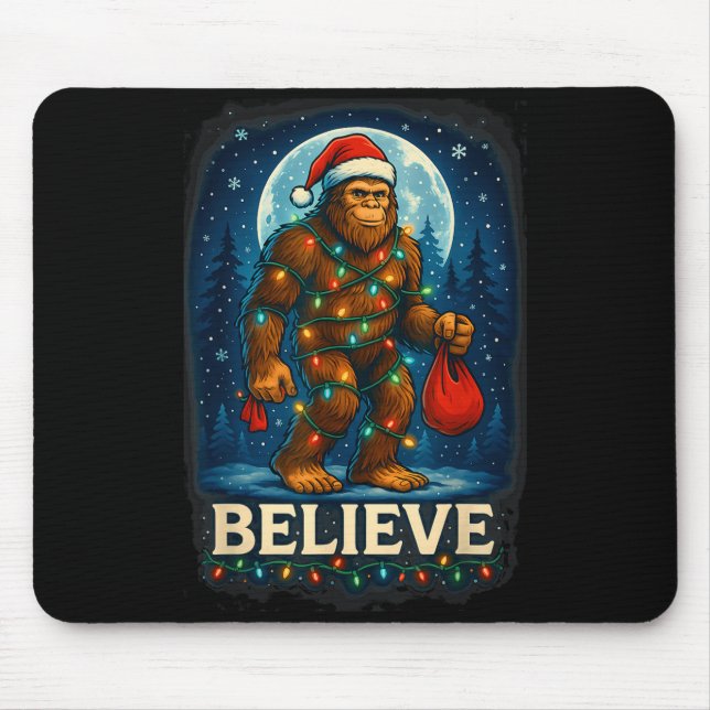 Sasquatch Christmas Lights Holiday Believe  Mousepad (Vorne)