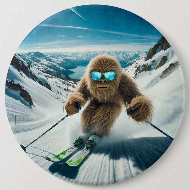 Sasquatch der Skifahrer Button (Vorderseite)