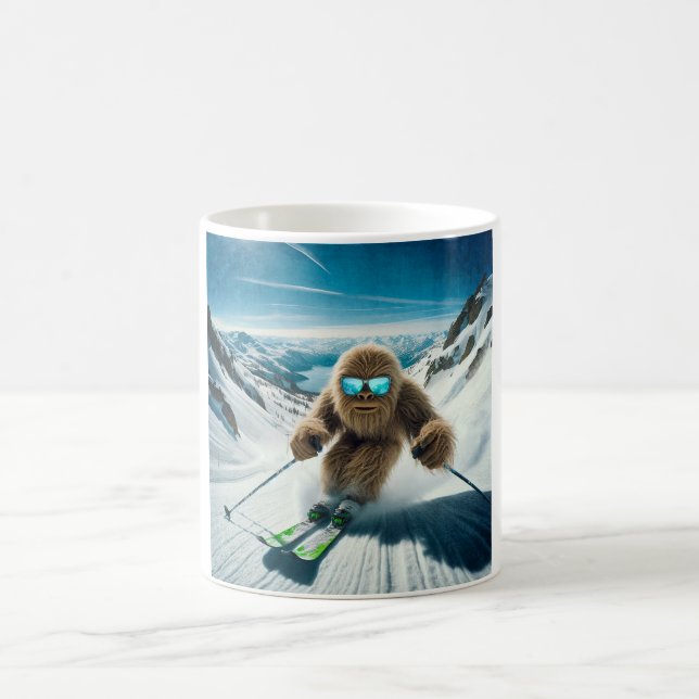 Sasquatch der Skifahrer Kaffeetasse (Mittel)