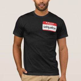 Sasquatch des Namensgroßer Spoof Fuß Abzeichen-T - T-Shirt