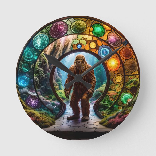 Sasquatch Dimensions Portal Runde Wanduhr (Vorderseite)