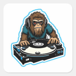 Sasquatch DJ Quadratischer Aufkleber
