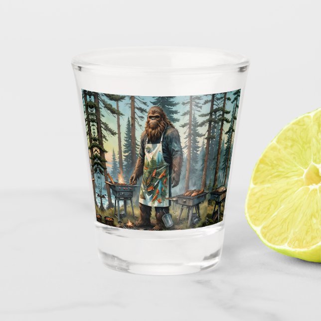 Sasquatch Fish Grillmaster Vater Schnapsglas (Vorderseite)