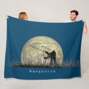 Sasquatch Fly Fishing Fleece Blanket