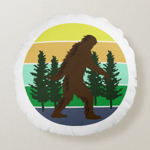 Sasquatch glaubver   Vintager Sonnenuntergang Rundes Kissen