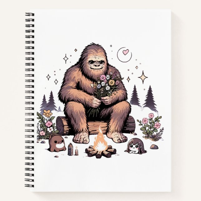 Sasquatch hält Blumen Notizbuch (Vorderseite)