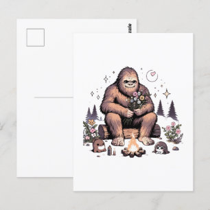 Sasquatch hält Blumen Postkarte