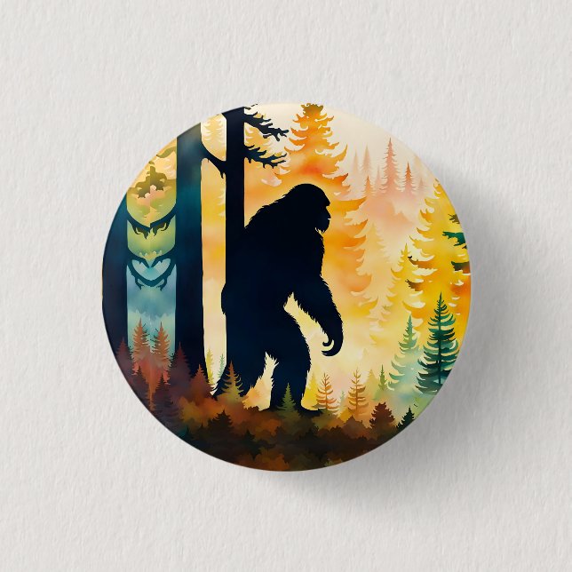 Sasquatch Herbstlandschaft Sonnenuntergang Button (Vorderseite)