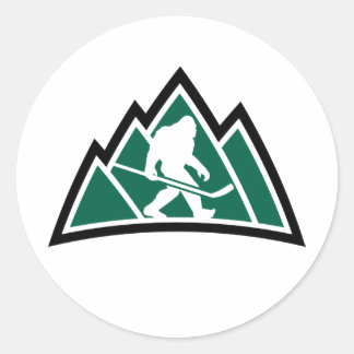 Sasquatch Hockey 1" autocollant rond (feuille de 2