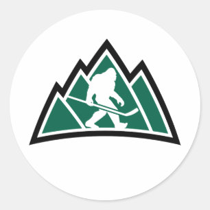 Sasquatch Hockey 3" autocollant rond (feuille de 6