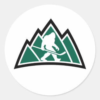 Sasquatch Hockey 3" autocollant rond (feuille de 6
