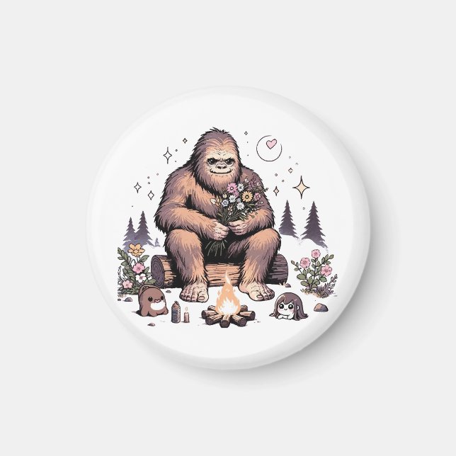 Sasquatch Holding-Blume Magnet (Vorne)