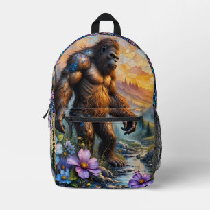 Sasquatch im Floral Mountain Tal Bedruckter Rucksack
