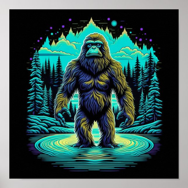 Sasquatch im Wald Ai Art Poster (Vorne)