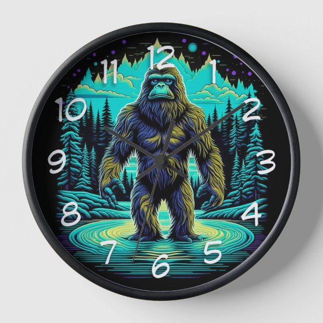 Sasquatch im Wald Ai Kunst Uhr (Vorderseite)