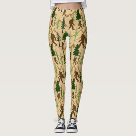 Sasquatch im Wald Bäume Bigfoot Gemustert Leggings