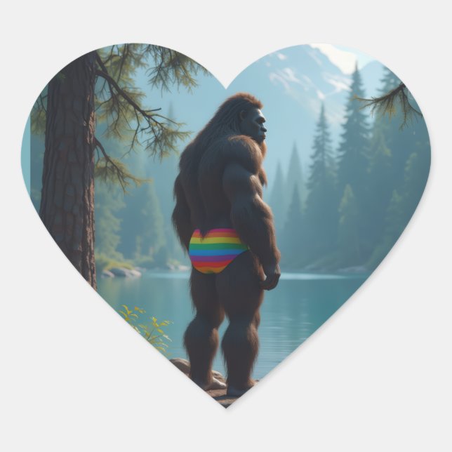 Sasquatch in Blüte Herz-Aufkleber (Vorderseite)