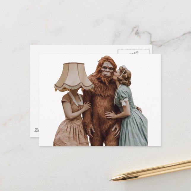 Sasquatch küssen postkarte (Vorderseite/Rückseite Beispiel)