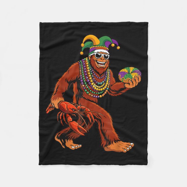 Sasquatch Mardi Gras Bigfoot Parade Beads King Cak Fleecedecke (Vorderseite)