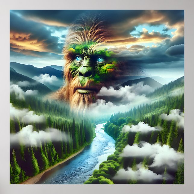 Sasquatch mit blauen Augen Poster (Vorne)