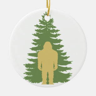 Sasquatch mit Zedernstein Keramik Ornament