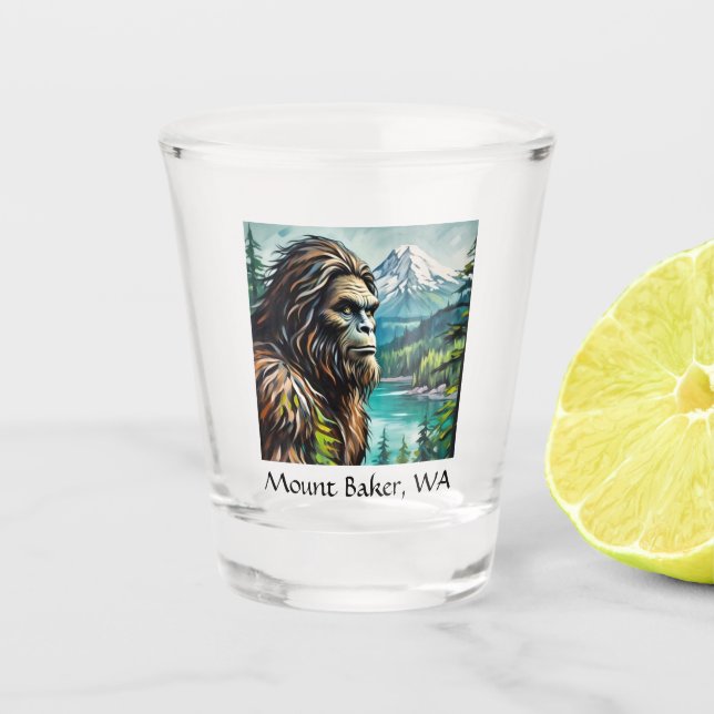 Sasquatch Mount Baker, WA Schnapsglas (Vorderseite)