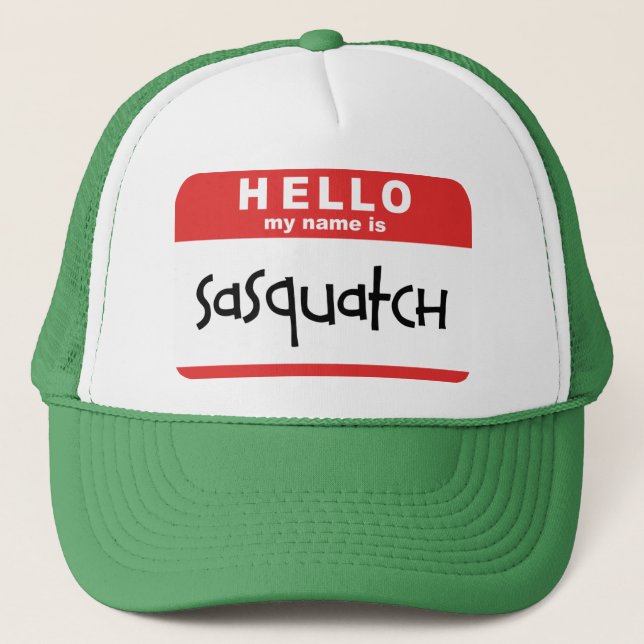 sasquatch NamensAbzeichen-Fernlastfahrerhut großer Truckerkappe (Vorderseite)
