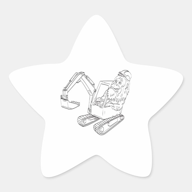 Sasquatch oder Bigfoot Fahren eines mechanischen D Stern-Aufkleber (Vorderseite)