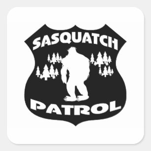 Sasquatch Patrouillen-WaldAbzeichen Quadratischer Aufkleber