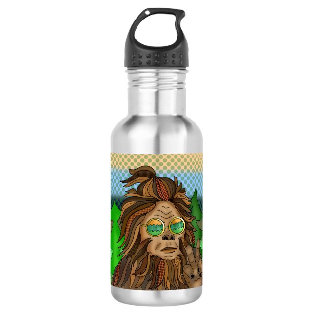 Sasquatch Peace Sign | Rücken Bigfoot Edelstahlflasche (Vorderseite)