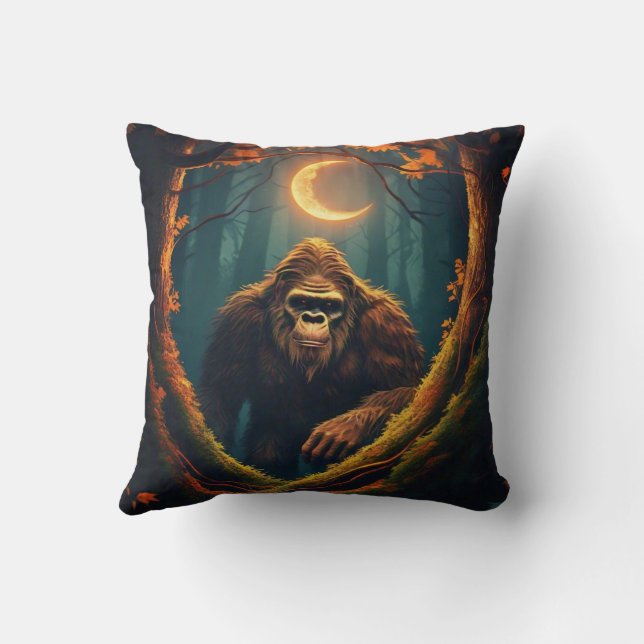 Sasquatch Peeking Throw Kissen (Rückseite)