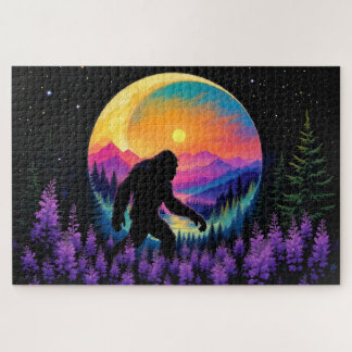 Sasquatch Rainbow Mountain Moon Wall Clock