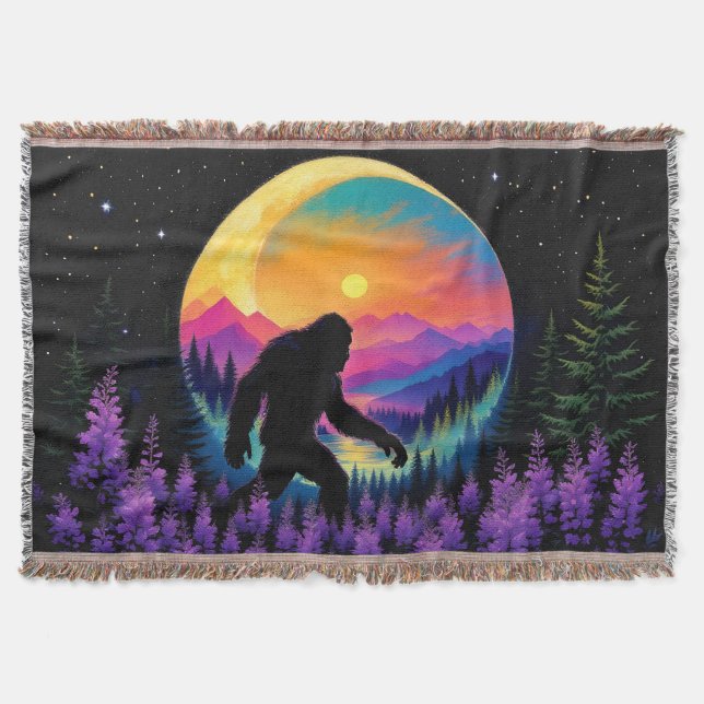 Sasquatch Rainbow Mountain Moon Wall Clock Decke (Vorderseite)