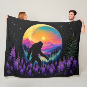 Sasquatch Rainbow Mountain Moon Wall Clock Fleecedecke