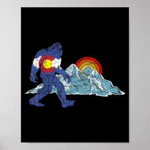 Sasquatch Retro-Staatsflagge Colorado Rocky Mounta Poster