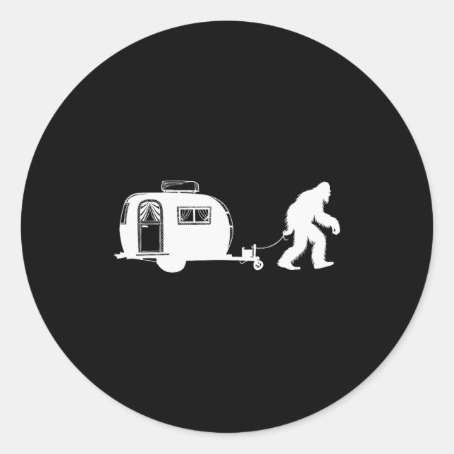 Sasquatch Rv Motorhome Camng Bigfoot Campervan Fun Runder Aufkleber (Vorderseite)