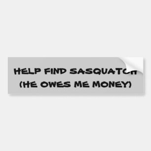 Sasquatch schuldet mir Geld Autoaufkleber