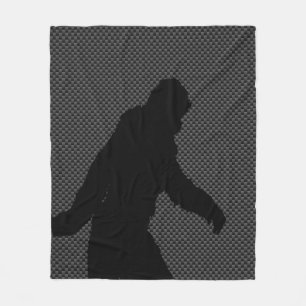 Sasquatch-Silhouette auf Carbon Fibre Print Fleecedecke